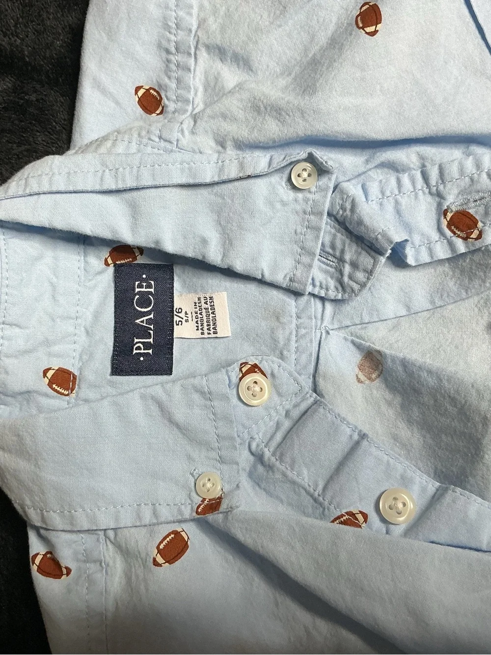 The Children's Place Light Blue Short-Sleeve Button-Down with Football Print